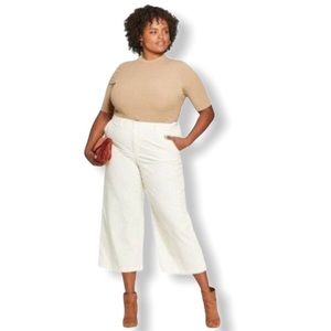 A New Day pants wide leg crop corduroy cream 18